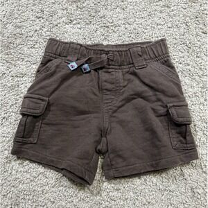 Vintage Gymboree Boys Youth Chocolate Brown Shorts Tractor Truck Cargos 6-12 Mo